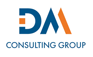 DM Consulting Logo in blue and orange