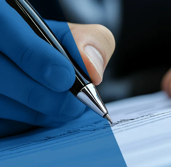 photo of close up photo of hand signing document