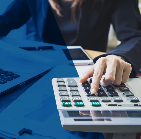 close up photo person using a calculator